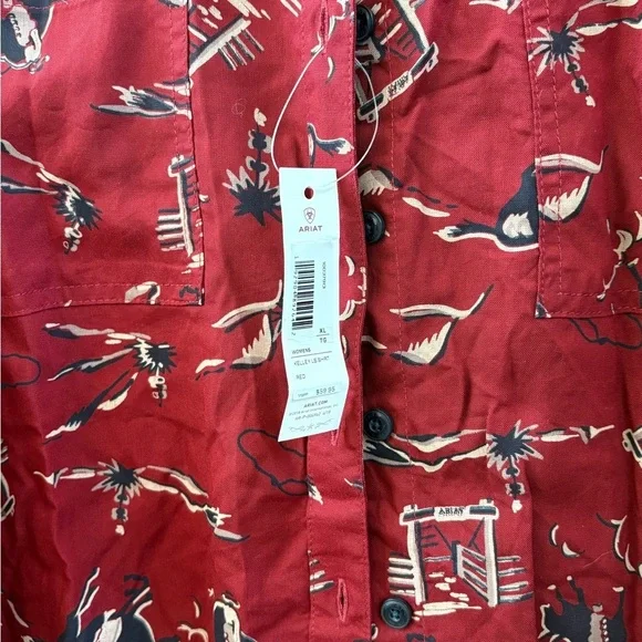 Ariat Red Button Down Shirt for Women - Picture 4 of 6
